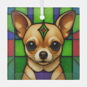 Ornement En Verre Chihuahua Chien "Verre Tiré"