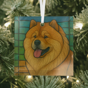 Ornement En Verre Chow Chow "Verre tendu"