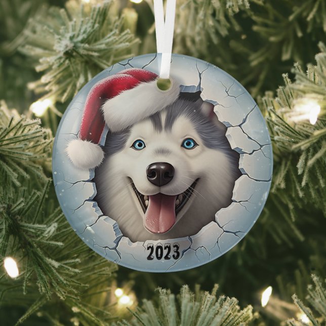 Ornement En Verre Christmas Husky (Insitu)