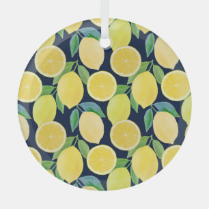 Ornement En Verre Citrons aquarelle : Illustration Motif fraîche