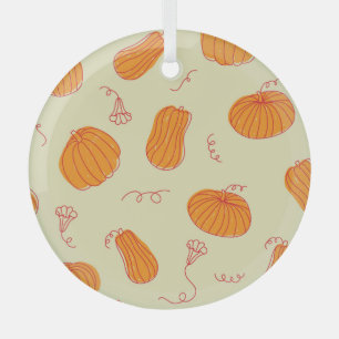 Ornement En Verre Citrouilles d'automne : Doodle Orange Motif.