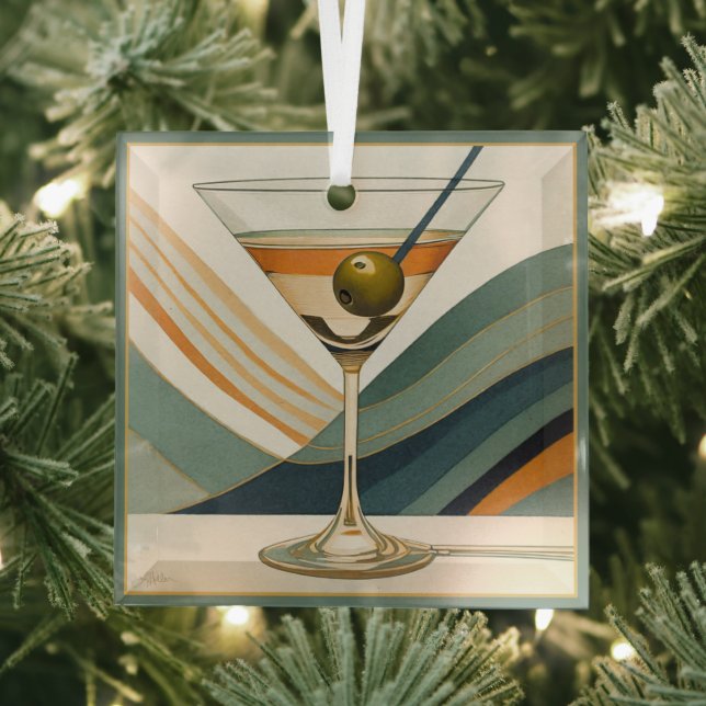 Ornement En Verre Cocktail Martini Conception du milieu du siècle (Insitu)