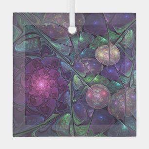Ornement En Verre Coloré brillant Art Abstrait Fractal moderne