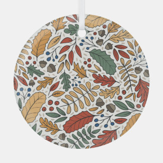 Ornement En Verre Conception de Carré feuille couleur automne