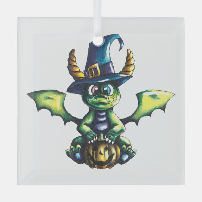 Ornement En Verre Conception magique du dragon d'Halloween (Recto)