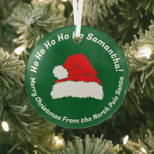 Ornement En Verre Conception verte Ho ho ho Santa Joyeux Noël