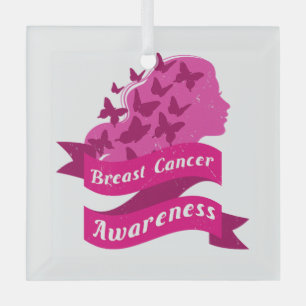 Ornement En Verre conscience du cancer du sein femmes papillon octo