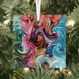 Ornement En Verre Cool Coloré Patchwork Mosaic Suncatcher