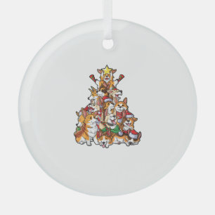 Ornement En Verre Corgi Christmas Tree Chien Père Noël Joyeux Corgma