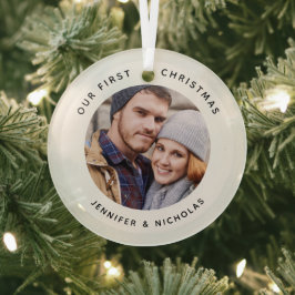 Ornement En Verre Couple Notre Première Photo De Noël