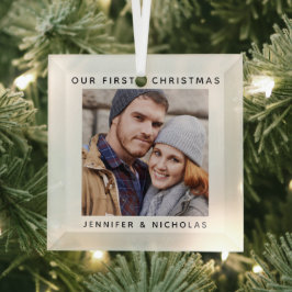 Ornement En Verre Couple Notre Première Photo De Noël