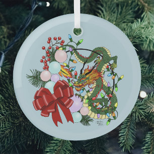 Ornement En Verre Couronne de Noël Dragon Chinois Fantastique