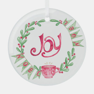 Ornement En Verre Couronne Noel Mistletoe en aquarelles