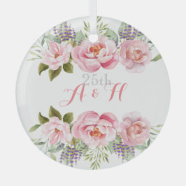 Ornement En Verre Couronne rose florale Élégant anniversaire de mari