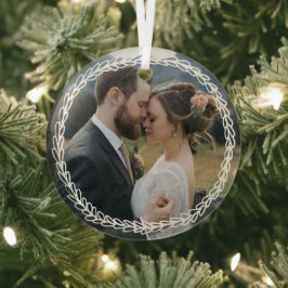 Ornement En Verre Couronne simple de blé blanc Ajouter photo Mariage