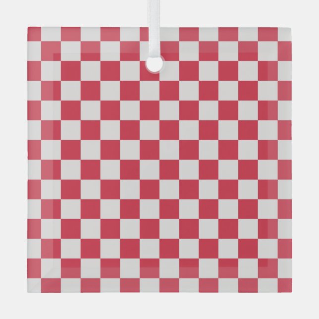 Ornement En Verre Cranberry fizz checkerboard pattern (Recto)