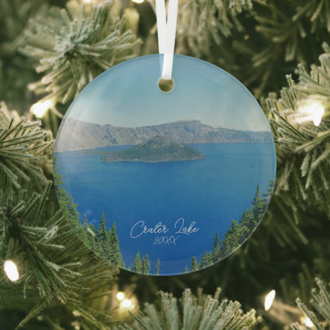 Ornement En Verre Crater Lake Wizard Island Photo Pittoresque (Insitu)