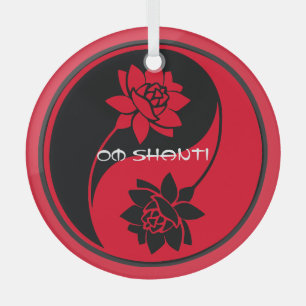 Ornement En Verre Créez votre propre logo Lotus Yin Yang