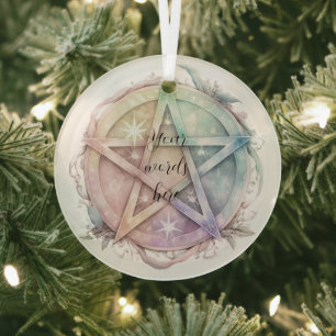 Ornement En Verre Créez votre propre Pastel Starry Rainbow Pentacle