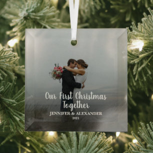 Ornement En Verre Créez votre propre photo First Christmas Together