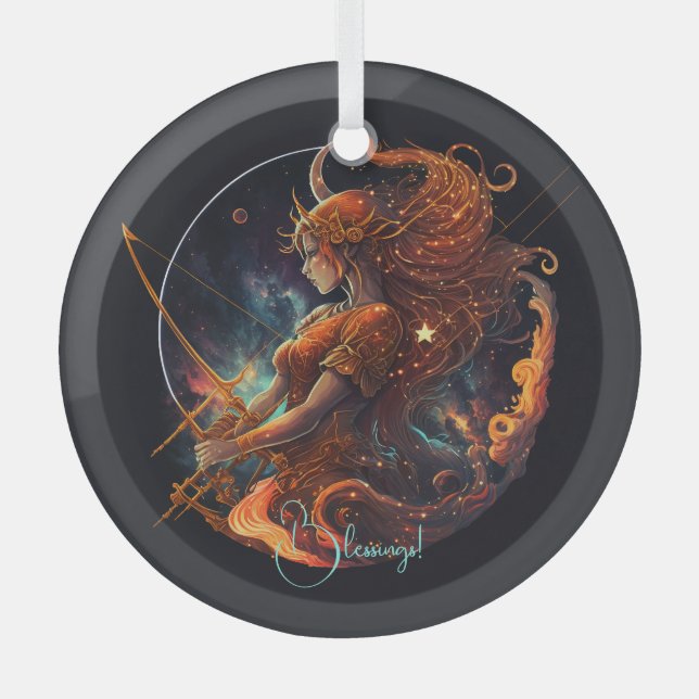 Ornement En Verre Créez votre propre Sagittaire céleste Zodiac (Recto)