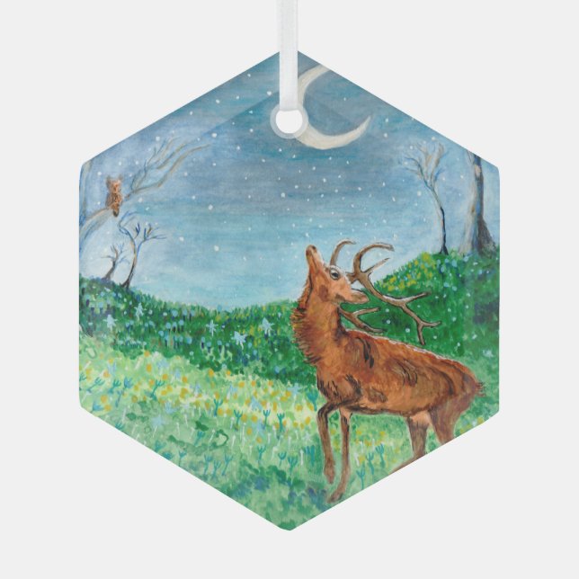 Ornement En Verre Crescent Moon Buck (Recto)