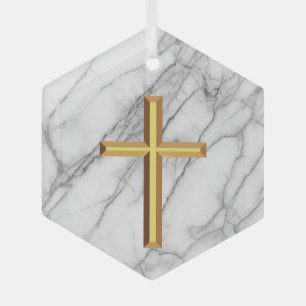 Ornement En Verre Croix d'or