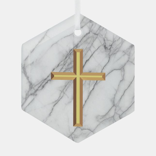 Ornement En Verre Croix d'or (Recto)