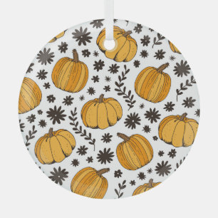Ornement En Verre Croquis citrouilles : motif sans couture dessiné à