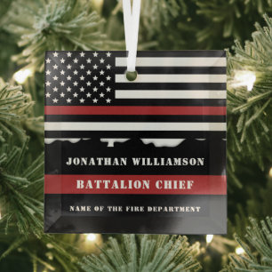 Ornement En Verre Custom Firefighter Appreciation Thin Red Line Flag