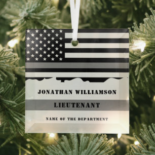 Ornement En Verre Custom Thin Gray Line Corrections Officer Gifts