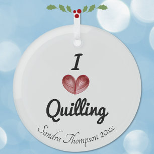 Ornement En Verre Customizable 'I heart Quilling' Keepsake