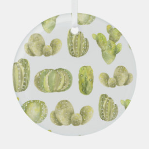 Ornement En Verre Cute Cactus, Aquarelle Décor Sans Couleur.