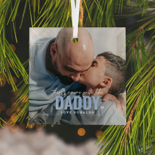 Ornement En Verre Cute Custom Photo Keepsaké DADDY Cadeau Noël