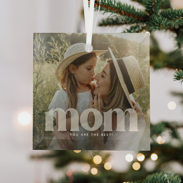 Ornement En Verre Cute Mom superposition typographie photo (Créateur téléchargé)