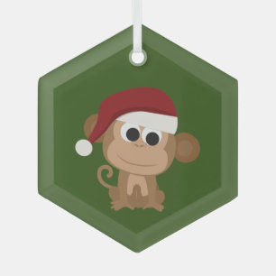 Ornement En Verre Cute singe Père Noël
