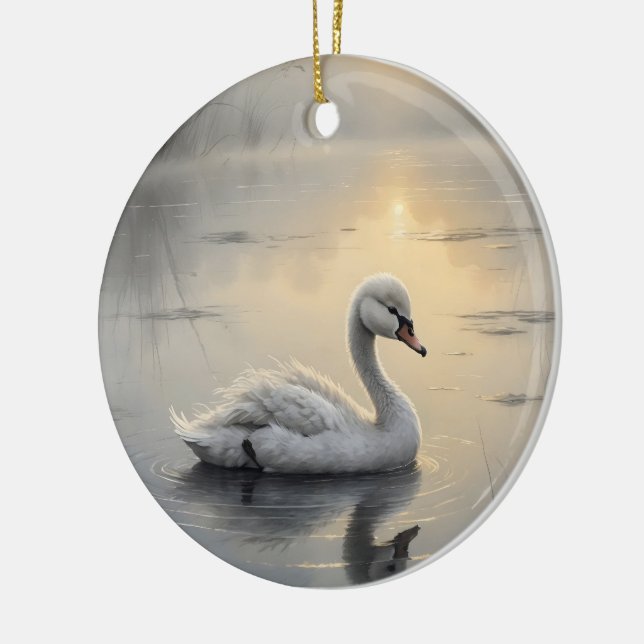 Ornement en verre Cygne Kin First Light (Gauche)