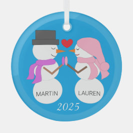 Ornement En Verre Darling Snowpeople en amour