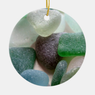 Ornement en verre de mer bleue et verte