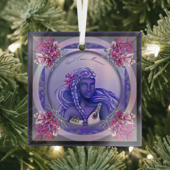 Ornement en verre de sirène violet (Insitu)