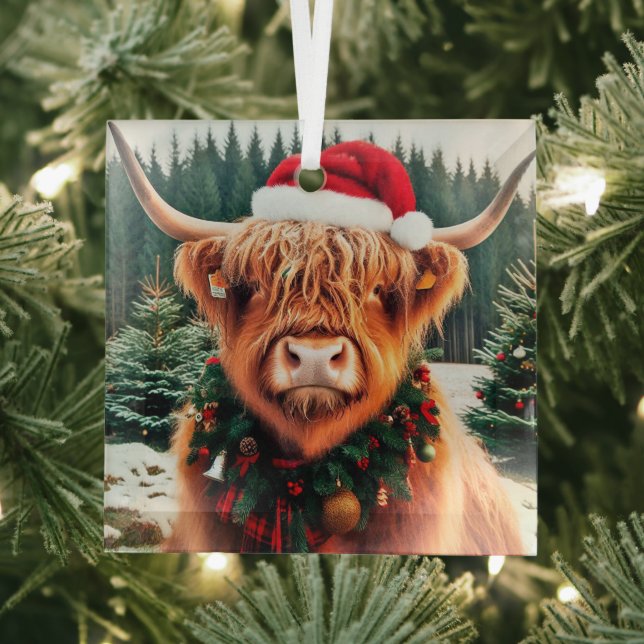 Ornement en verre de vache Highland (Insitu)