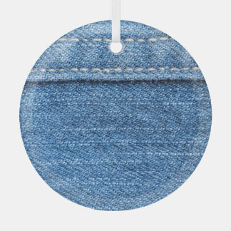 Ornement En Verre Dénim Bleu : Jeans Classique Texture.