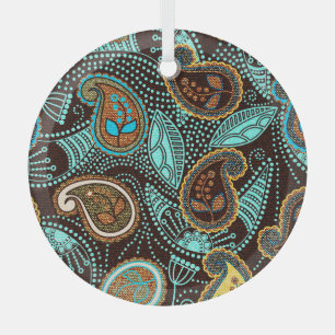 Ornement En Verre Denim Paisley : Motif de texture de Jeans sans cou