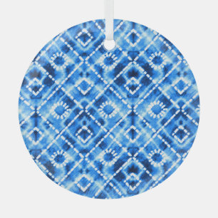 Ornement En Verre Denim Tie Dye Texture : Élégance Moderne.
