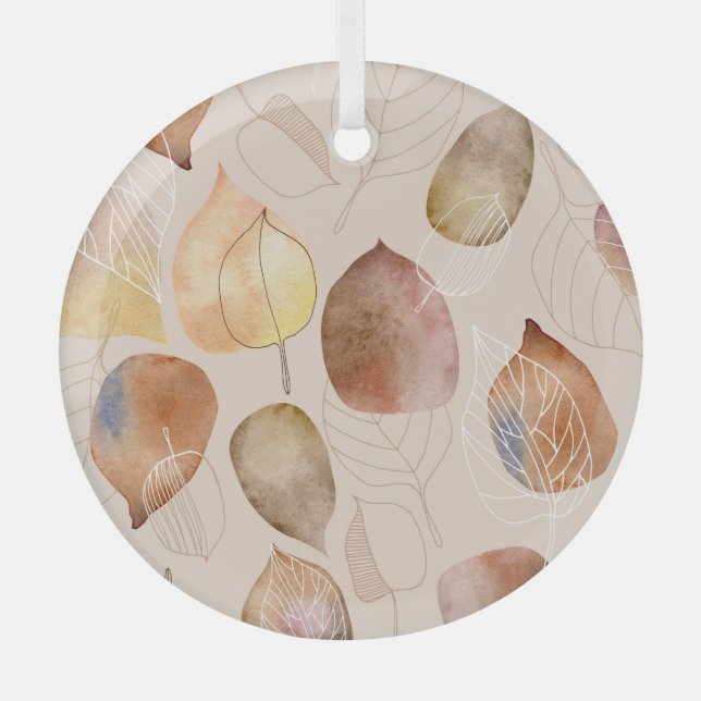 Ornement En Verre Design d'automne de feuille d'aquarelle graphique (Recto)