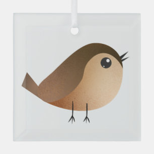 Ornement En Verre Dessin animé d'oiseau moineau