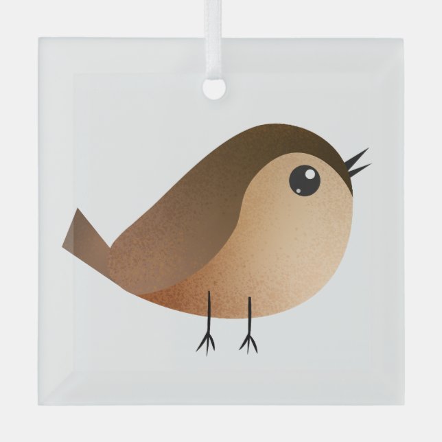 Ornement En Verre Dessin d'Oiseau de Bruant (Recto)