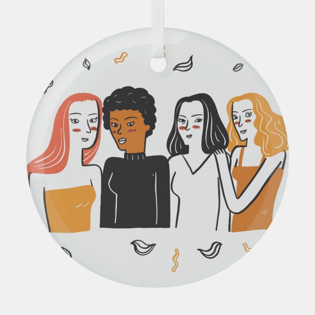 Ornement En Verre Diverses filles, diverses nationalités ensemble. (Recto)