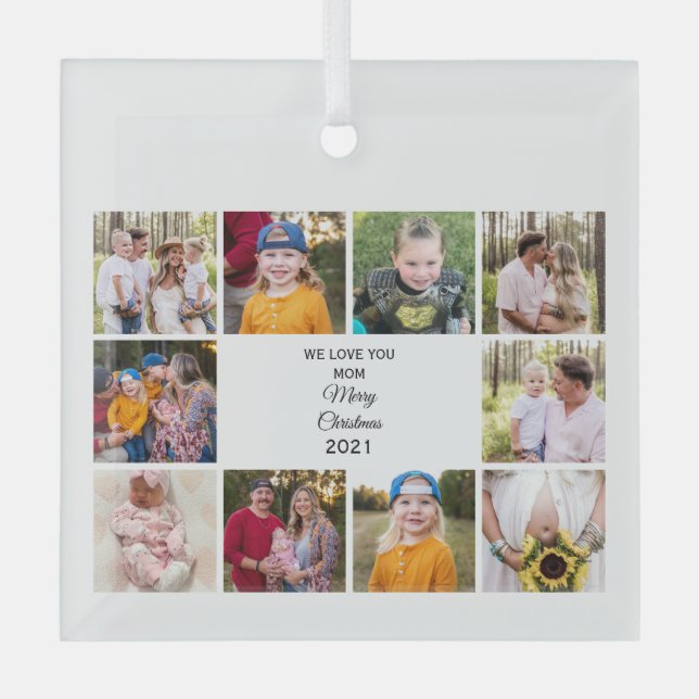 Ornement En Verre Dix photos Nous t'aimons Maman Noël (Recto)