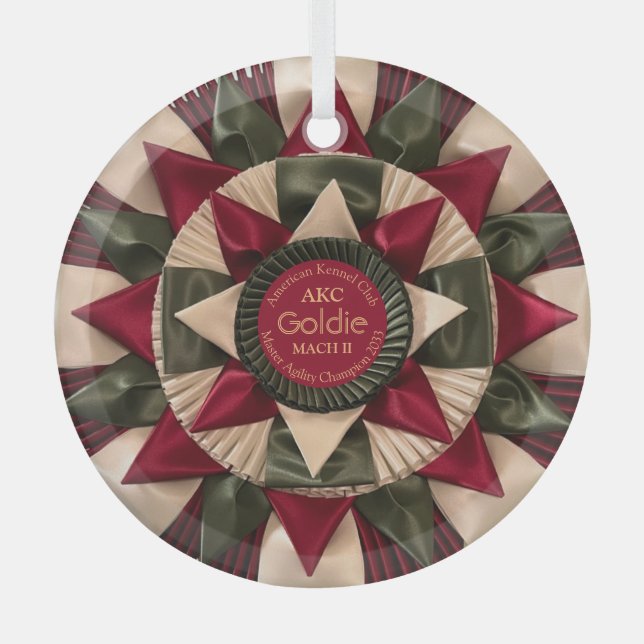 Ornement En Verre Dog Agility Custom MACH Ribbon Noël (Recto)